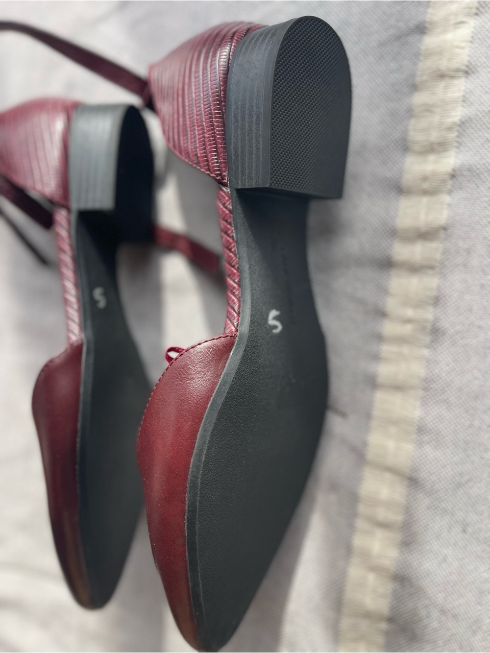 Lane Bryant Burgundy Pointed d'Orsay Flats with Ankle Straps - Picture 2 of 3